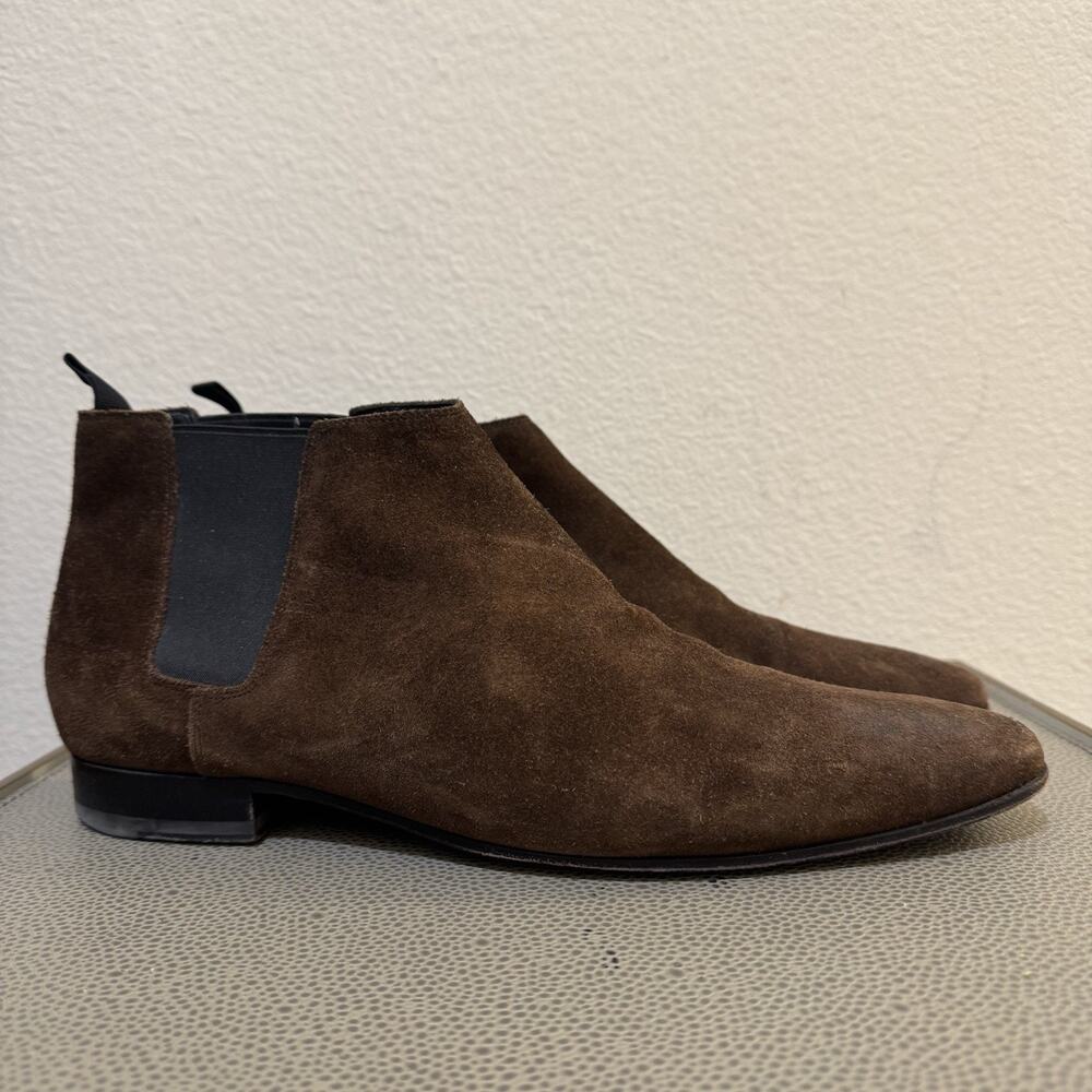 Saint Laurent Paris Brown Suede Chelsea Boots London Hedi Slimane Size 44